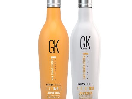 Set de Champú y Acondicionador GK HAIR Global Keratin Coloured Shield (650ml 29.9 Fl Oz) - Protección Térmica e Hidratación para Cabello Rizado, Dañado y Teñido Embalaje Deteriorado For Discount