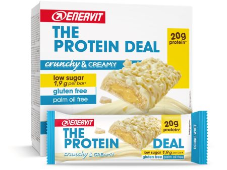 Enervit The Protein Deal Doble Blanco 55g - Barra Proteica Alta en Proteínas, Baja en Azúcar y Sin Gluten Embalaje Deteriorado For Discount