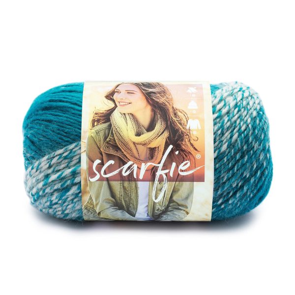 Hilo Scarfie de Lion Brand Yarn, Crema Verde Azulado, Mezcla de Acrílico y Lana Embalaje Deteriorado Discount