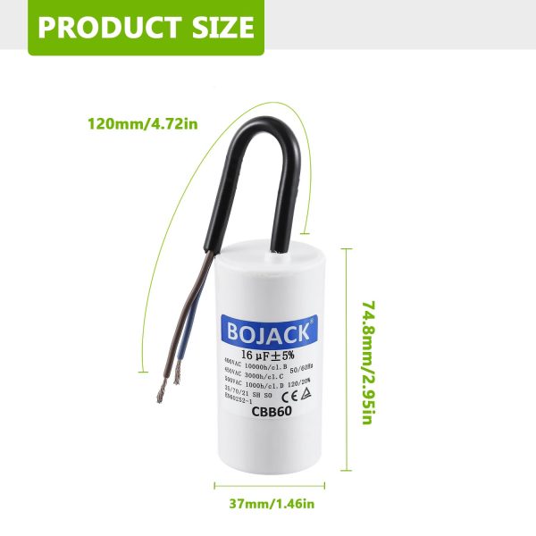 Condensador de Arranque BOJACK CBB60 16uF 450V para Motores de AC Embalaje Deteriorado Fashion