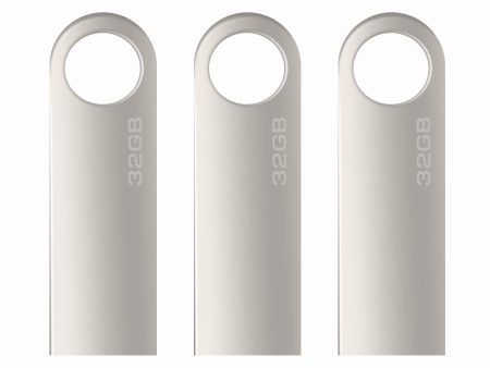 Memorias USB 32GB [3 Unidades] - Pendrive Metálico Impermeable con Llavero para Almacenamiento de Datos en Computadoras y Tabletas Embalaje Deteriorado Online Hot Sale