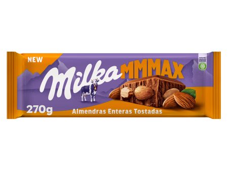 Milka MMMAX Tableta Grande de Chocolate con Leche de los Alpes y Almendras Enteras Tostadas 270g Embalaje Deteriorado (Cad: 13 12 2024) Sale